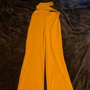 Yellow Mustard Wide Leg Pants w/ Wrap